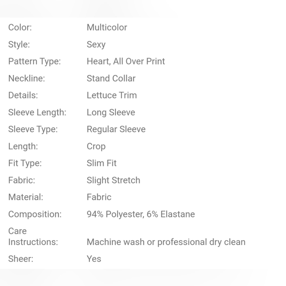 Heart Print Mesh Long Sleeve Top Blue Red Valentines Day Top Sizes S-L Available - Picture 8 of 8